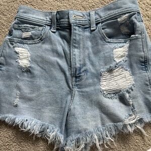 Hollister Blue Jean Shorts with Distressed Frayed Hem High Rise Vintage😊